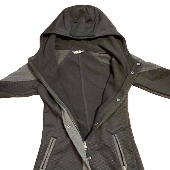 THE NORTH FACE Ws ReCOVER UP Fleece Hooded Jacket Coat BLack Gray Womens Size XS - Picture 4 of 6